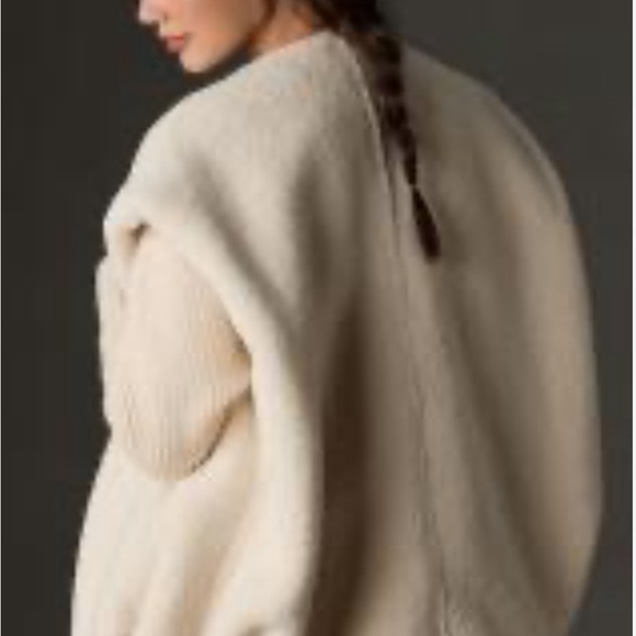 Anthropologie Cream Sherling oversized Vest Jacket - Picture 1 of 7